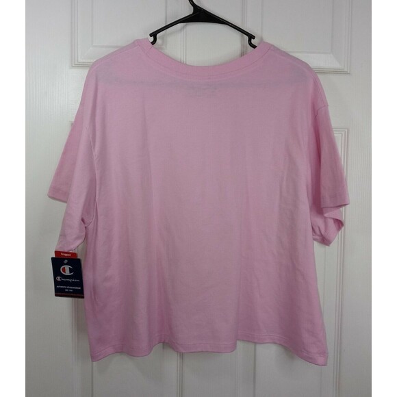 Womens XL Champion Script Logo Cropped Tee Soft Cotton Crew neck T-Shirt - Picture 7 of 7